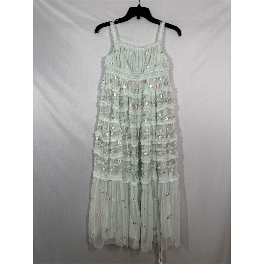 NWT Mac Duggal [Little Girls 10 ] 8217 RuffleEmbroidered Floral Long Dress J1945